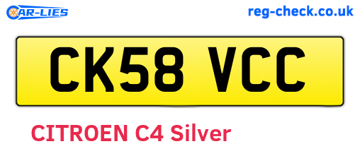 CK58VCC are the vehicle registration plates.