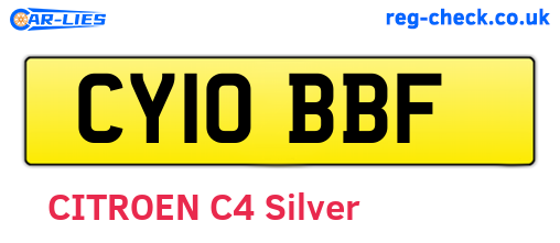 CY10BBF are the vehicle registration plates.