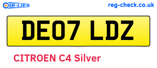 DE07LDZ are the vehicle registration plates.