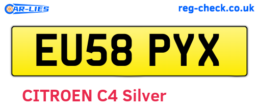 EU58PYX are the vehicle registration plates.