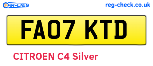 FA07KTD are the vehicle registration plates.