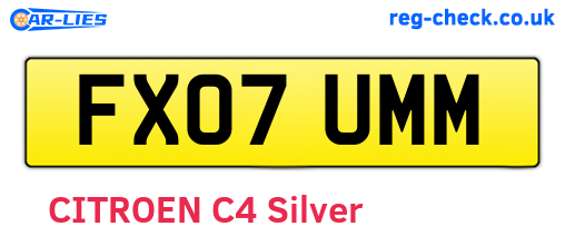 FX07UMM are the vehicle registration plates.