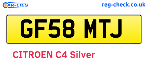 GF58MTJ are the vehicle registration plates.