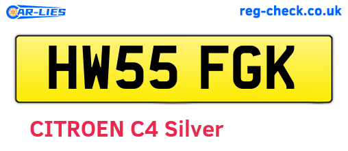 HW55FGK are the vehicle registration plates.