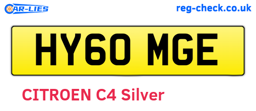 HY60MGE are the vehicle registration plates.