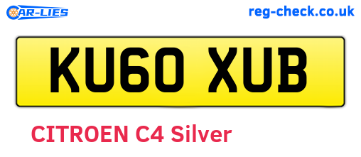 KU60XUB are the vehicle registration plates.