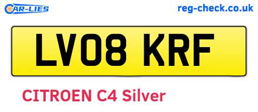 LV08KRF are the vehicle registration plates.