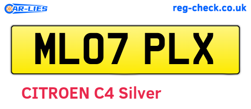 ML07PLX are the vehicle registration plates.