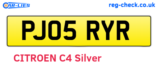 PJ05RYR are the vehicle registration plates.