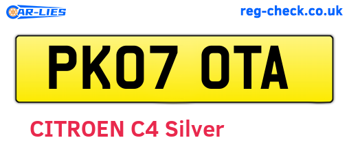 PK07OTA are the vehicle registration plates.