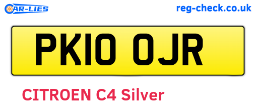 PK10OJR are the vehicle registration plates.