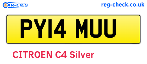 PY14MUU are the vehicle registration plates.