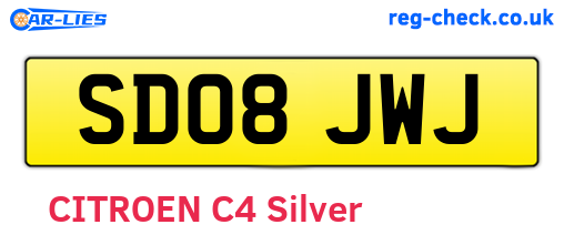 SD08JWJ are the vehicle registration plates.