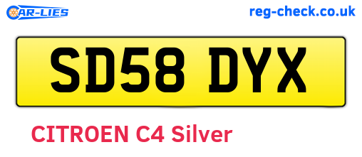 SD58DYX are the vehicle registration plates.