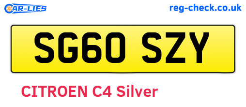 SG60SZY are the vehicle registration plates.