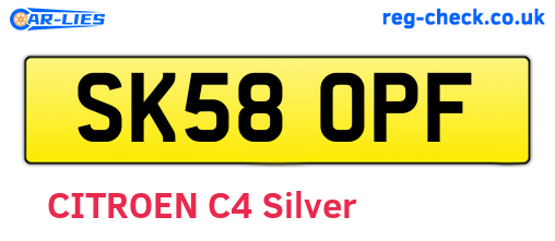 SK58OPF are the vehicle registration plates.