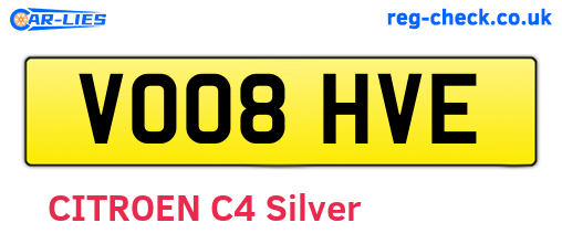 VO08HVE are the vehicle registration plates.