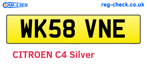 WK58VNE are the vehicle registration plates.