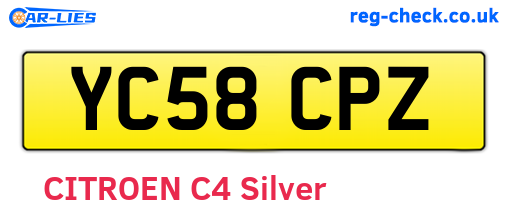 YC58CPZ are the vehicle registration plates.