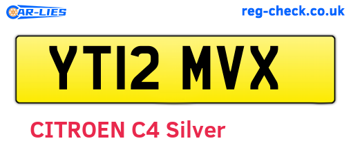 YT12MVX are the vehicle registration plates.