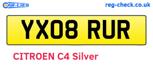 YX08RUR are the vehicle registration plates.