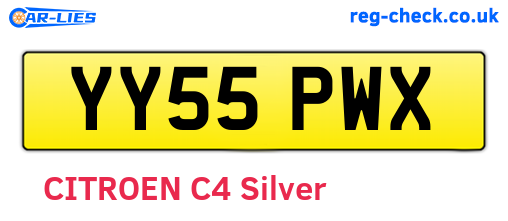 YY55PWX are the vehicle registration plates.