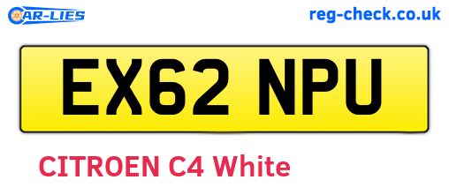 EX62NPU are the vehicle registration plates.