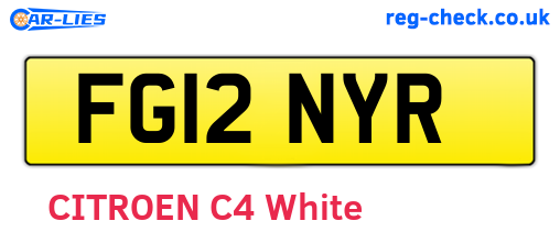 FG12NYR are the vehicle registration plates.
