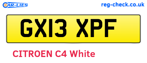 GX13XPF are the vehicle registration plates.