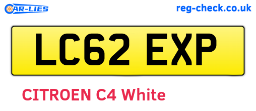 LC62EXP are the vehicle registration plates.