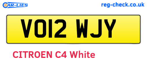 VO12WJY are the vehicle registration plates.
