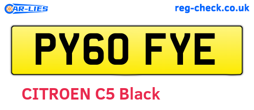 PY60FYE are the vehicle registration plates.