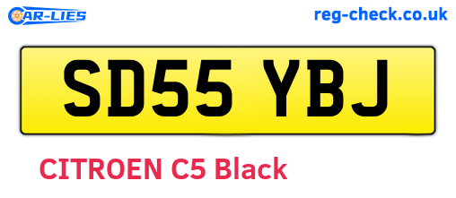 SD55YBJ are the vehicle registration plates.