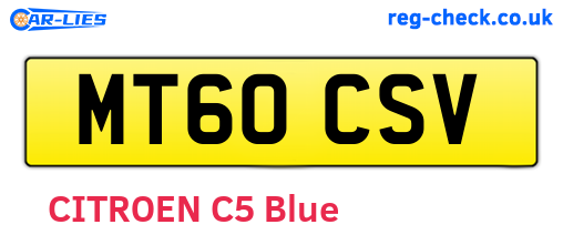 MT60CSV are the vehicle registration plates.