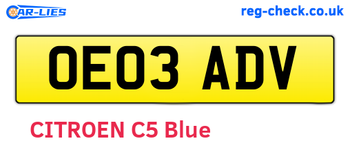 OE03ADV are the vehicle registration plates.