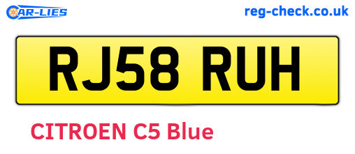 RJ58RUH are the vehicle registration plates.