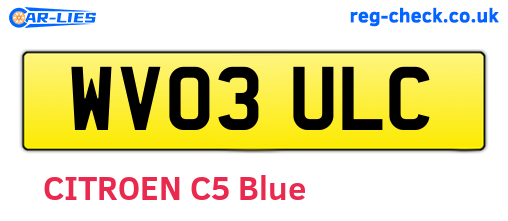 WV03ULC are the vehicle registration plates.