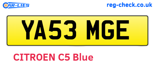 YA53MGE are the vehicle registration plates.