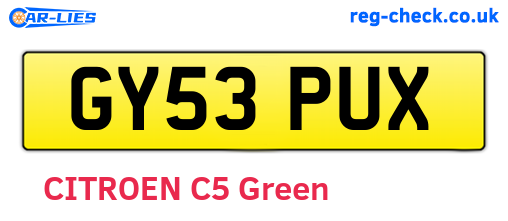GY53PUX are the vehicle registration plates.