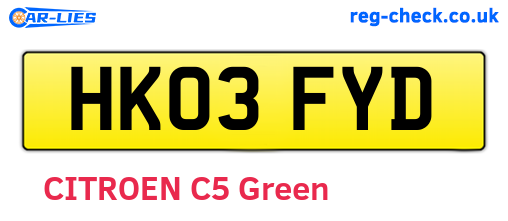 HK03FYD are the vehicle registration plates.