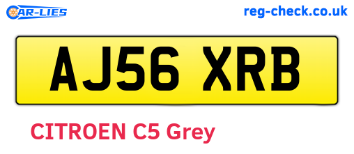 AJ56XRB are the vehicle registration plates.