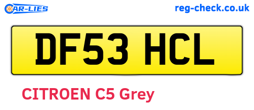 DF53HCL are the vehicle registration plates.