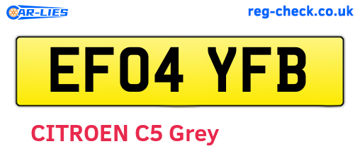 EF04YFB are the vehicle registration plates.