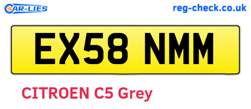 EX58NMM are the vehicle registration plates.