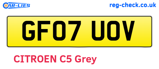 GF07UOV are the vehicle registration plates.