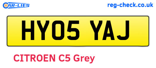 HY05YAJ are the vehicle registration plates.