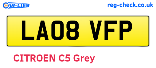 LA08VFP are the vehicle registration plates.
