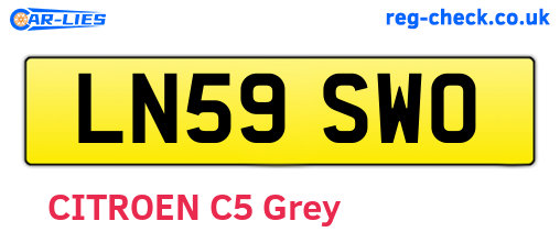 LN59SWO are the vehicle registration plates.