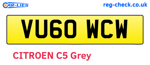 VU60WCW are the vehicle registration plates.
