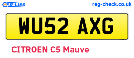 WU52AXG are the vehicle registration plates.